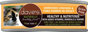 Dave's Naturally Healthy Shredded Chicken & Tuna Dinner in Gravy Grain Free Wet Cat Food