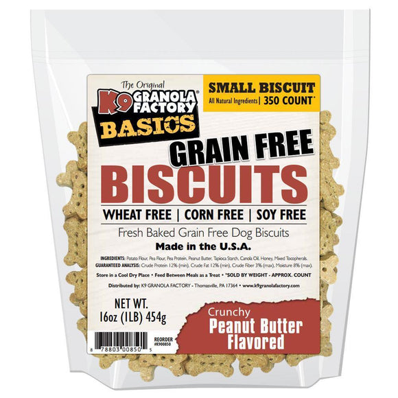 K9 Granola Factory Basics Crunchy Peanut Butter Flavored Grain Free Biscuit Dog Treats
