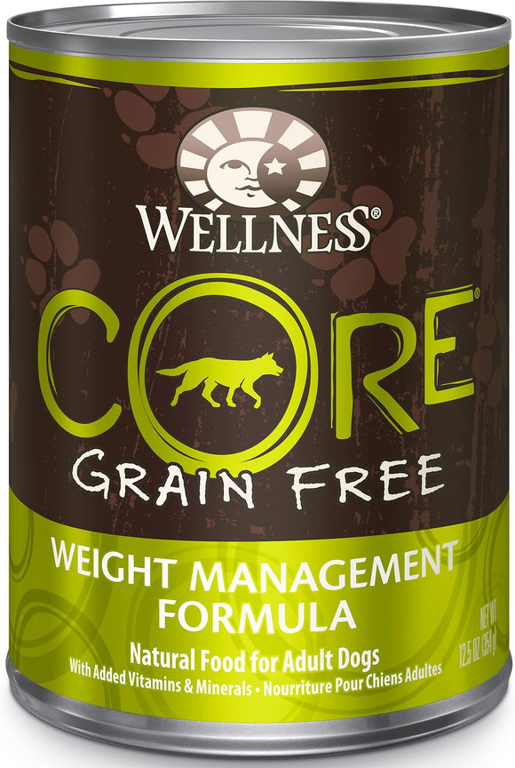 Wellness Core Grain Free Weight Management Formula Canned Dog Food, 12.5-Oz, Case of 12