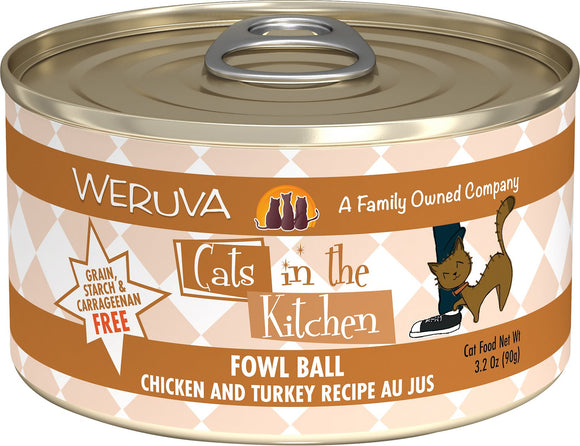 Weruva Cats In The Kitchen Fowl Ball Chicken & Turkey Recipe Au Jus Grain Free Wet Cat Food