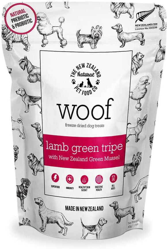 New Zealand Natural Woof Lamb Green Tripe Grain Free Freeze Dried Dog Treats