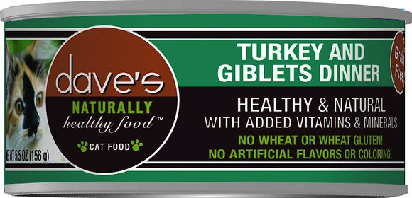 Dave's Naturally Healthy Turkey & Giblets Dinner Grain Free Wet Cat Food
