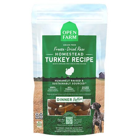 Open Farm Homestead Turkey Patties Freeze Dried Raw Food For Dogs