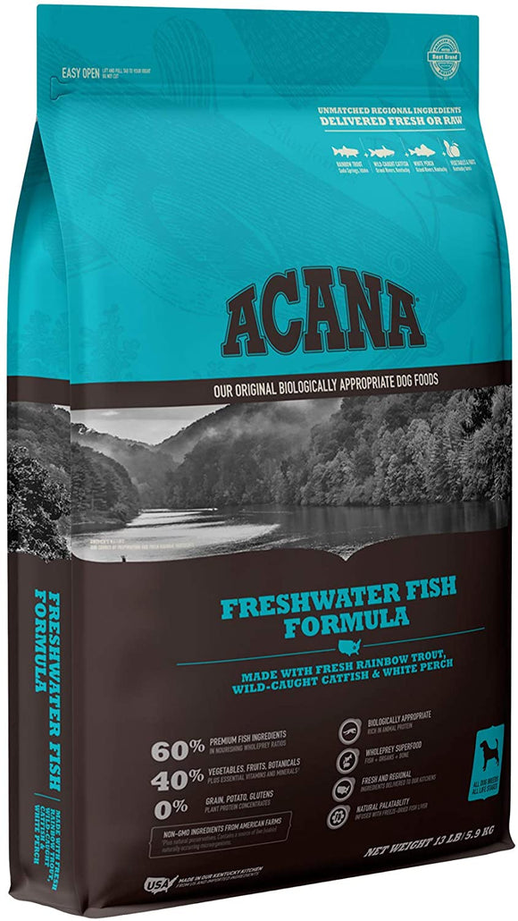 Acana Freshwater Fish Formula Rainbow Trout, Catfish, & White Perch Grain Free Dry Dog Food