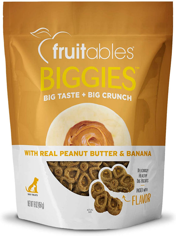 Fruitables Biggies With Real Peanut Butter & Banana Grain Inclusive Crunchy Dog Treats