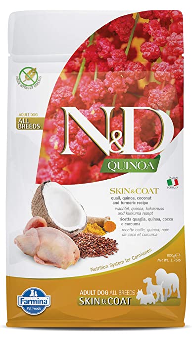 Farmina N&D Quinoa Grain Free Mini Quail, Turmeric & Coconut Skin Coat Dry Dog Food