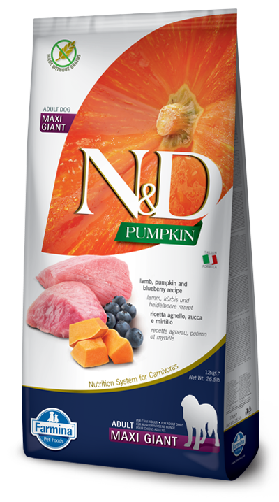 Farmina N&D Pumpkin Adult Medium Maxi GIANT Lamb & Blueberry Grain free Dry Dog Food