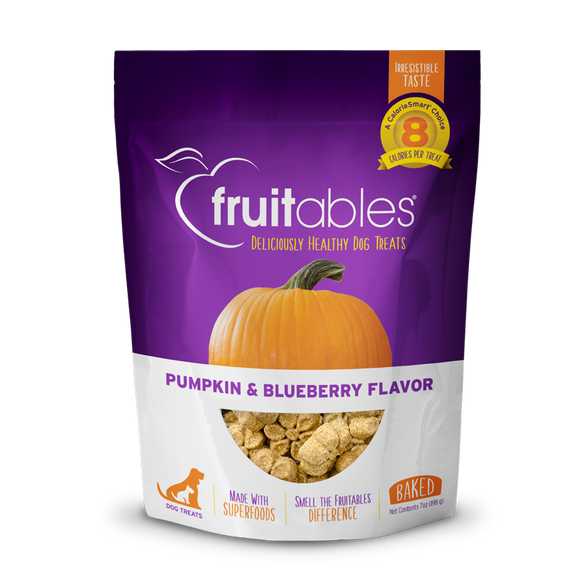 Fruitables Pumpkin & Blueberry Flavor Grain Inclusive Crunchy Dog Treats