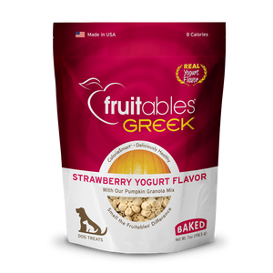 Fruitables Greek Strawberry Yogurt Flavor Grain Inclusive Crunchy Dog Treats