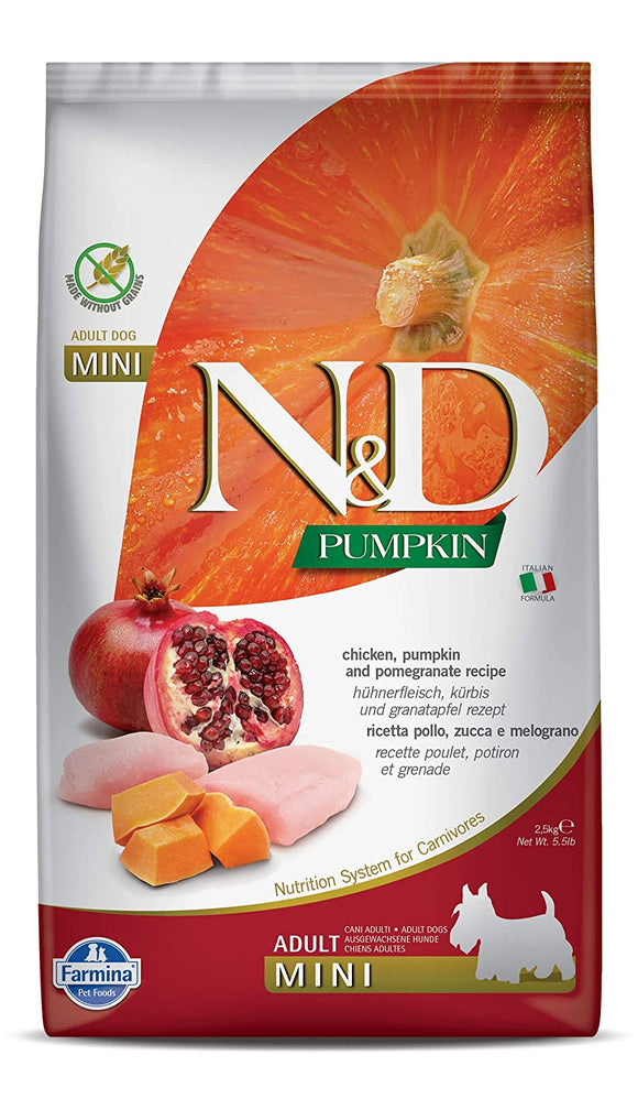 Farmina N&D Pumpkin Adult Mini Chicken & Pomegranate Grain free Dry Dog Food