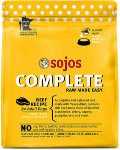 Sojos Complete Beef Recipe Adult Grain Free Freeze Dried Raw Dog Food