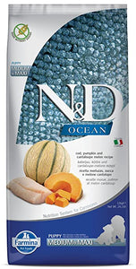 Farmina N&D Ocean Grain Free Puppy Medium Maxi Cod, Pumpkin and Cantaloupe Dry Dog Food