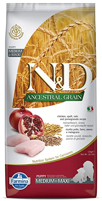 Farmina N&D Ancestral Grain Inclusive Medium Maxi Chicken and Pomegranate Dry Dog Food