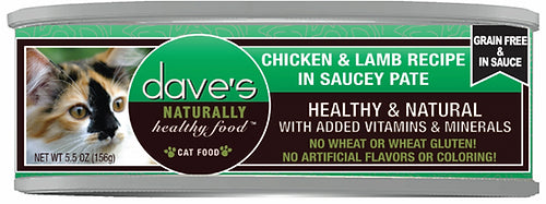Dave's Naturally Healthy Chicken & Lamb Pate Recipe Grain Free Wet Cat Food
