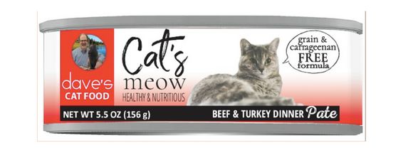 Dave's Cat’s Meow Beef & Turkey Pate Grain Free Wet Cat Food
