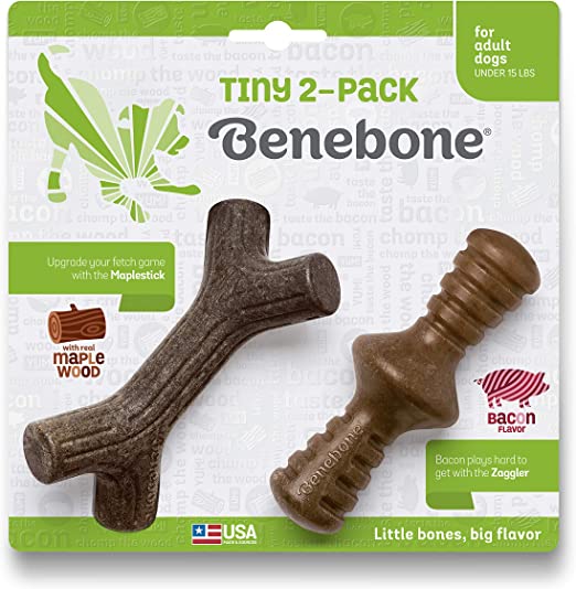 Benebone Tiny Bacon & Bacon Maplestick  Zaggler Dog Chew Toy