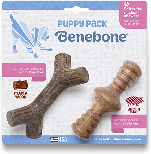 Benebone Puppy Bacon & Bacon Maplestick Zaggler Dog Chew Toy