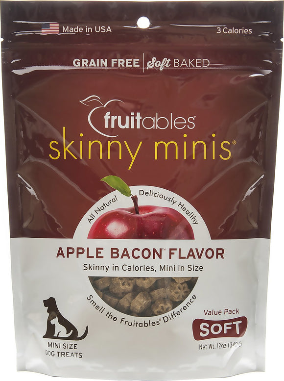 Fruitables Skinny Minis Apple Bacon Flavor Grain Free Soft & Chewy Dog Treat