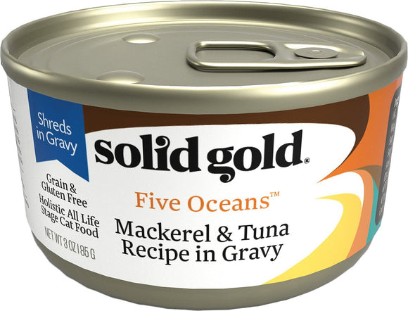 Solid Gold Five Oceans Mackerel & Tuna Recipe in Gravy Grain Free Wet Cat Food