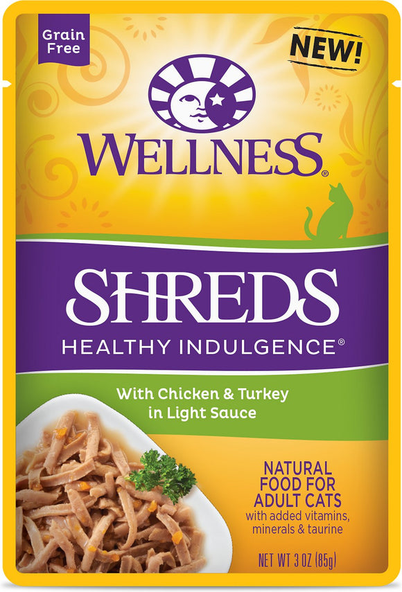 Wellness Healthy Indulgence Shreds With Chicken & Turkey In Light Sauce Grain Free Wet Cat Food