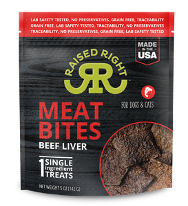 Raised Right Meat Bites Beef Liver Grain Free Dog And Cat Treats