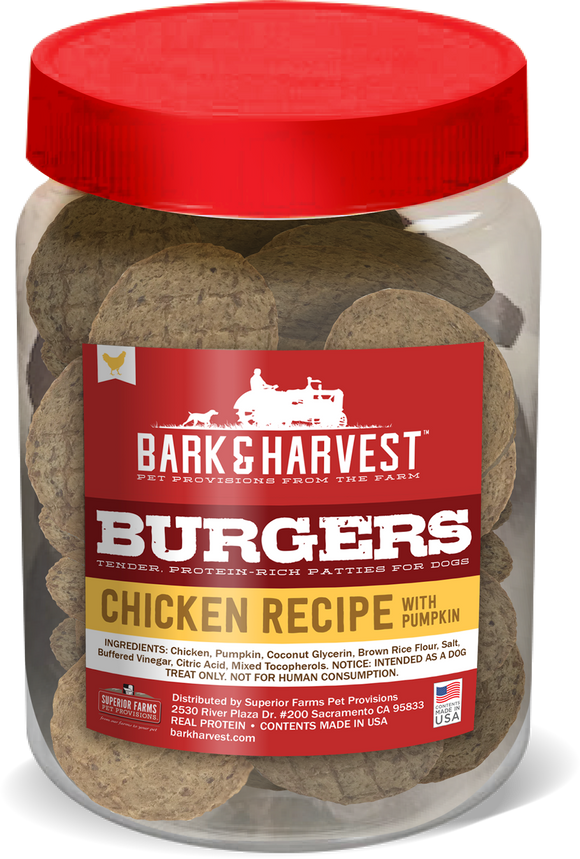 Superior Farms Bark & Harvest Chicken & Pumpkin Grain Free Burger Patties Dog Treat