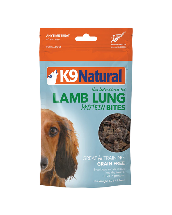 K9 Natural Lamb Lung Protein Bites Grain Free Air Dried Dog Treats