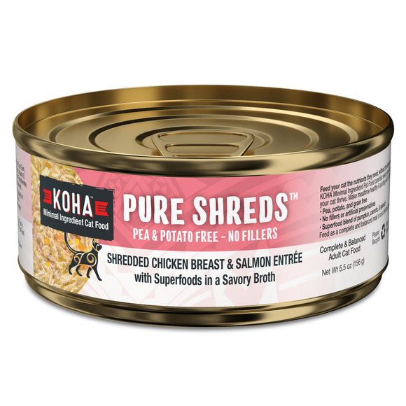 Koha Pure Shreds Chicken & Salmon Entree Pea Free Wet Cat Food