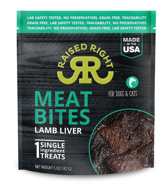 Raised Right Meat Bites Lamb Liver Grain Free Dog And Cat Treats