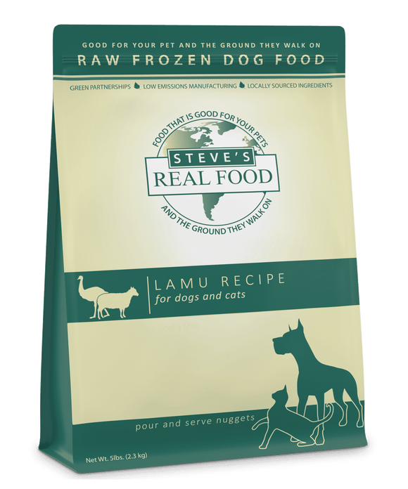 Steve's Real Food Lamb Emu Nuggets Frozen Raw Food For Dogs And Cats