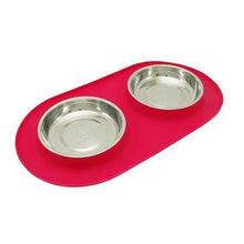 Messy Mutts Double Silicone Feeder With Stainless Saucer Shaped Bowl