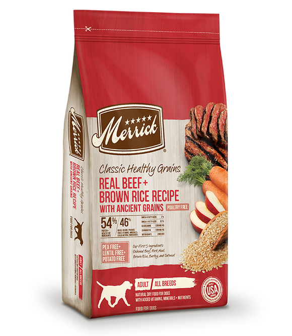 Merrick Classic Healthy Grains Real Beef & Brown Rice Grain Inclusive Dry Dog Food