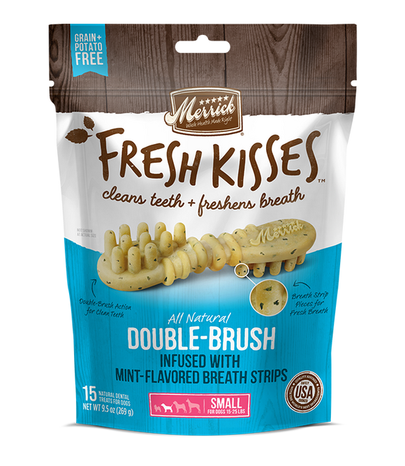 Merrick Fresh Kisses Double-Brush Mint Small Grain Free Dental Dog Treats