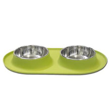 Messy Mutts Double Silicone Feeder With Stainless Bowls