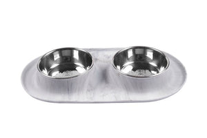 Messy Mutts Medium Feeder Bowl Silicone with Stainless Steel Marble