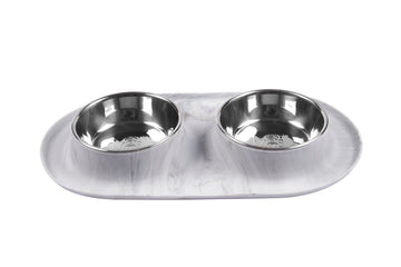 Messy Mutts Medium Feeder Bowl Silicone with Stainless Steel Marble
