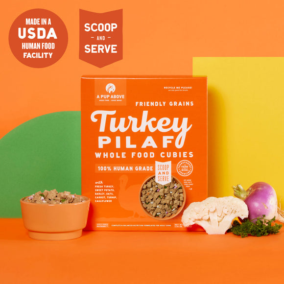 A Pup Above Cubies Turkey Pilaf Grain Free Dehydrated Dog Food
