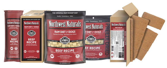 Northwest Naturals Beef Grain Free Chub Bars Frozen Raw Food For Dogs