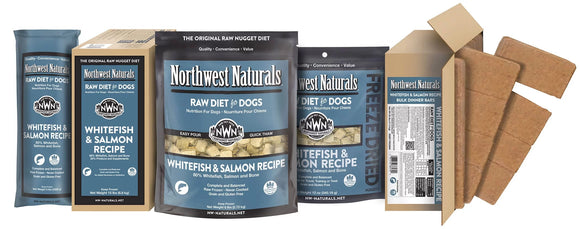 Northwest Naturals Whitefish Salmon Grain Free Chub Bars Frozen Raw Food For Dogs