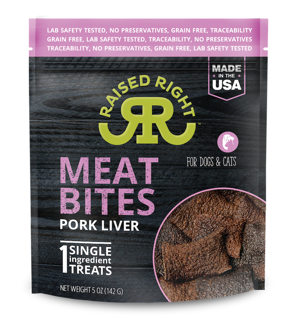 Raised Right Meat Bites Pork Liver Grain Free Dog And Cat Treats