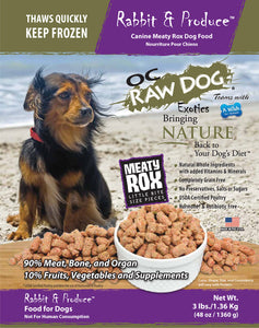 OC Raw Rabbit & Produce Canine Meaty Rox Frozen Dog Food