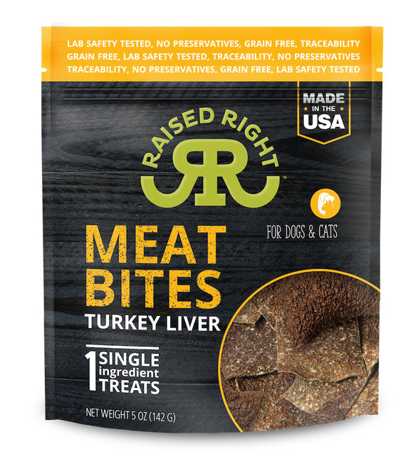 Raised Right Meat Bites Turkey Liver Grain Free Dog And Cat Treats