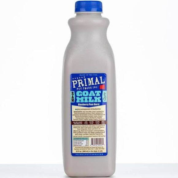 Primal Blueberry Pom Burst Raw Goats Milk Grain Free Frozen Food Supplement