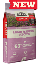Front of Bag: Acana singles lamb and apple dry dog food