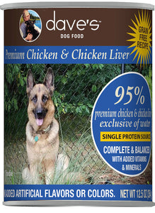 Dave's 95% Premium Chicken and Chicken Liver Grain Free Wet Dog Food