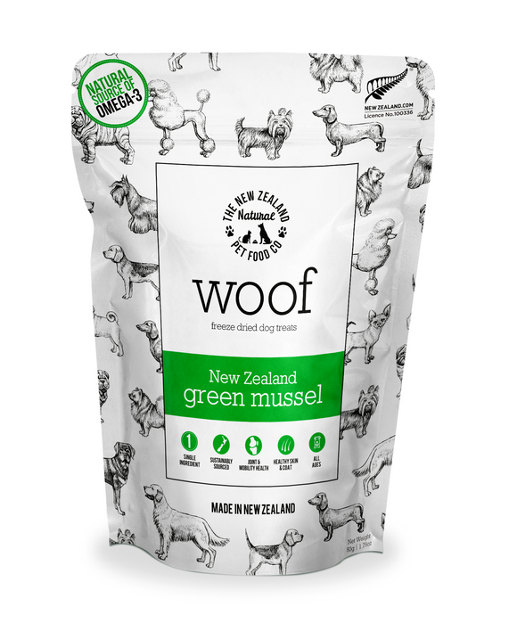 New Zealand Natural Woof Green Lipped Mussels Grain Free Freez Dried Dog Treat