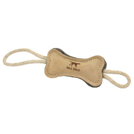 Tall Tails Natural Leather & Wool Bone Tug Dog Toy