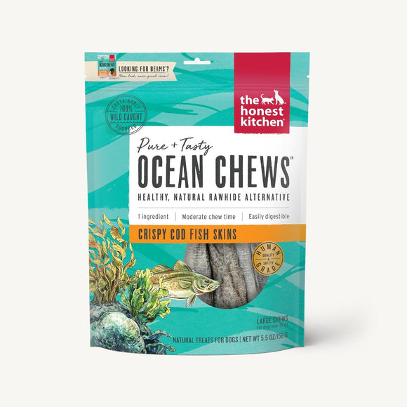 The Honest Kitchen Beams Hearty Cod Ocean Chews Skins Grain Free Dehydrated Dog Treats