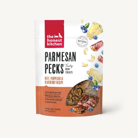 The Honest Kitchen Parmesan Pecks All Life Stage Beef Parmesan & Blueberry Recipe Grain Inclusive Dog Treats